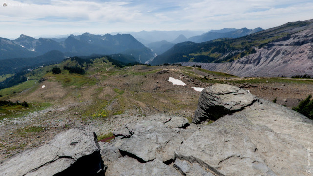 View from the stone on a sheer cliff