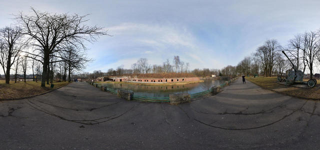 Opposite the fort