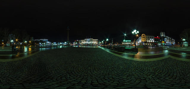 Night panorama on Victory Square in Kaliningrad