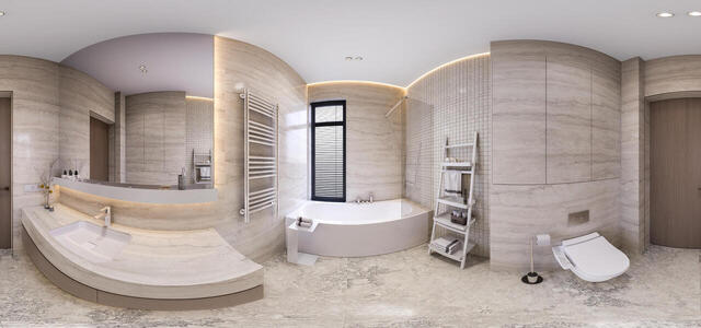Bathroom next to the bedroom panorama