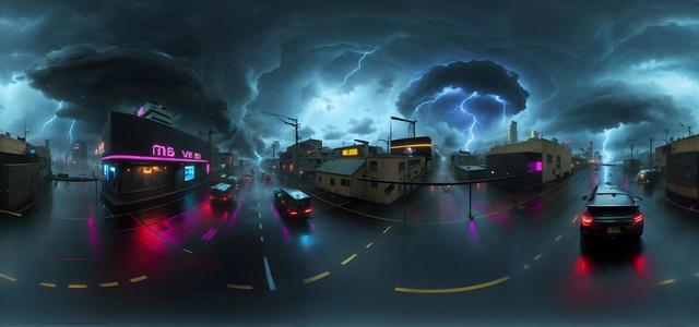 realistic death shelfcloud tornado cyberpunk