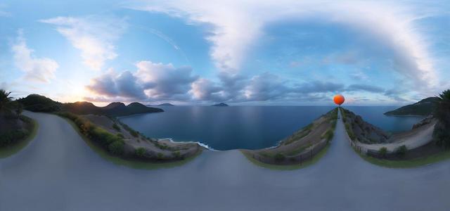 realistic sunset view with beautiful clouds and wa