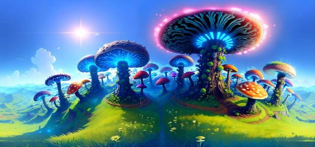 digital painting nuclear mushrooms cyberpunk lands3