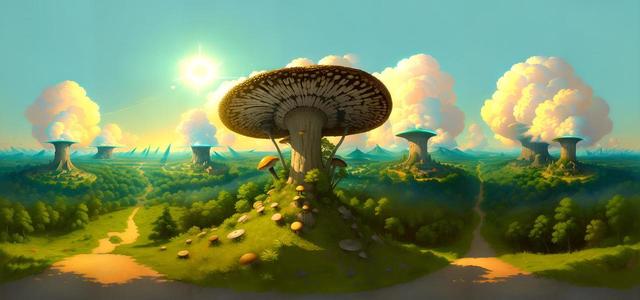 oil painting nuclear mushrooms cyberpunk landscape5