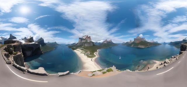 scenic mountains and sea on fantasy landscape