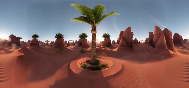 realistic oasis in the desert
