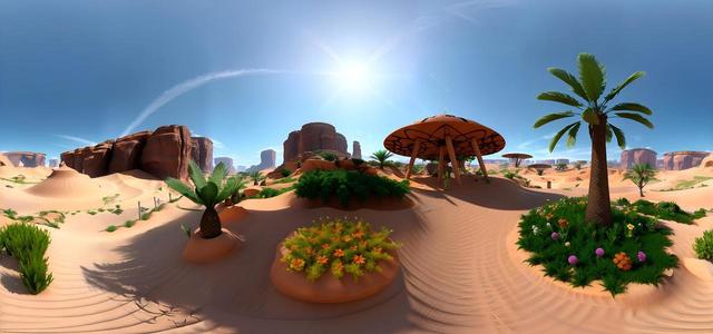 modern computer animation oasis in the desert land
