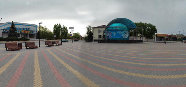 panorama of the square of the city of Leninsk for virtual