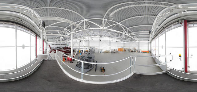View of the second half of the hangar