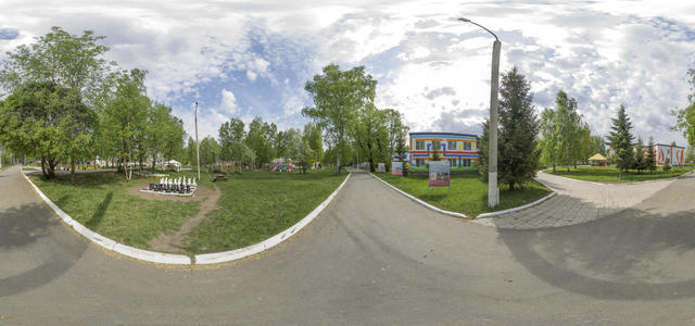 View of the playground and residential building