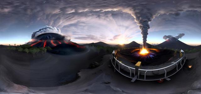 realistic inside the crater of the colima volcano 