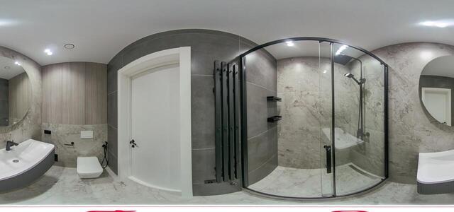 The bathroom where the guest house is in the middle