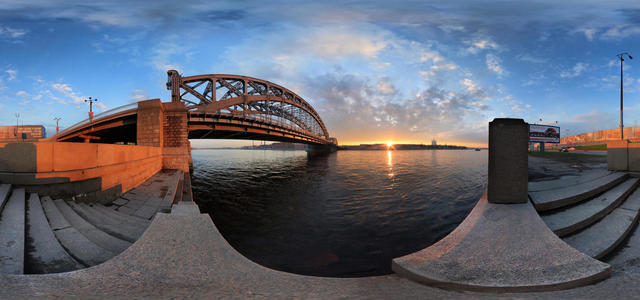 Петербург, Охтинский мост, Смольный собор, Закат