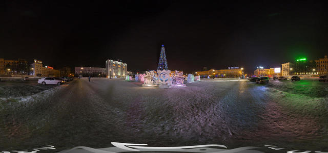 Area them. Lenin in Khabarovsk (winter - night)