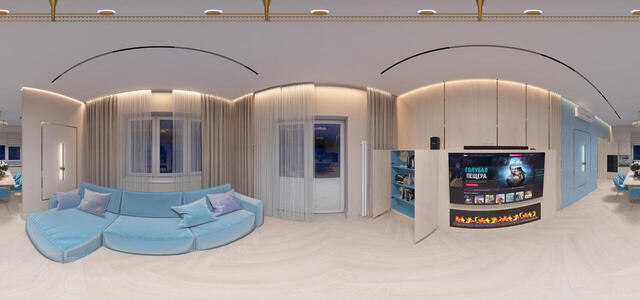living room (open closet - evening lighting)