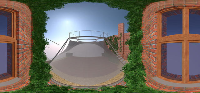 View of the hanging stage covering from the window of an existing building