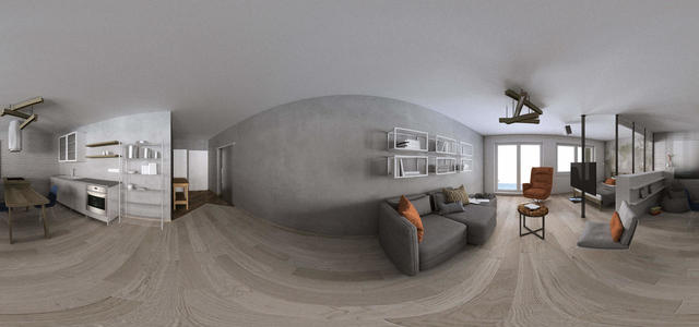 Loft-style studio apartment