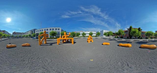 Orangene Figuren der Wissenschaftler